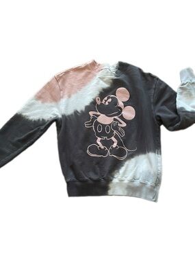 Women’s Disney Pink & Dark Gray Tie-Dye Mickey Mouse Graphic Sweatshirt - XS